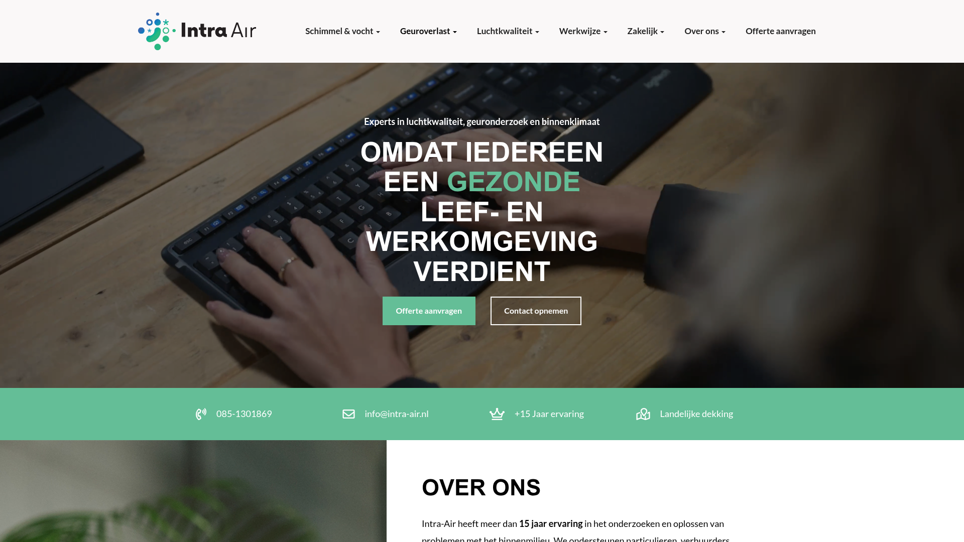 Screenshot van intra-air.nl