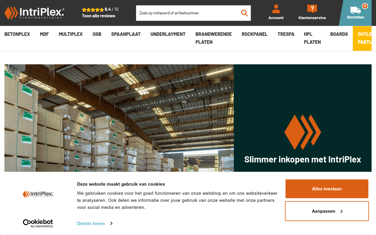 Screenshot van intriplex.nl