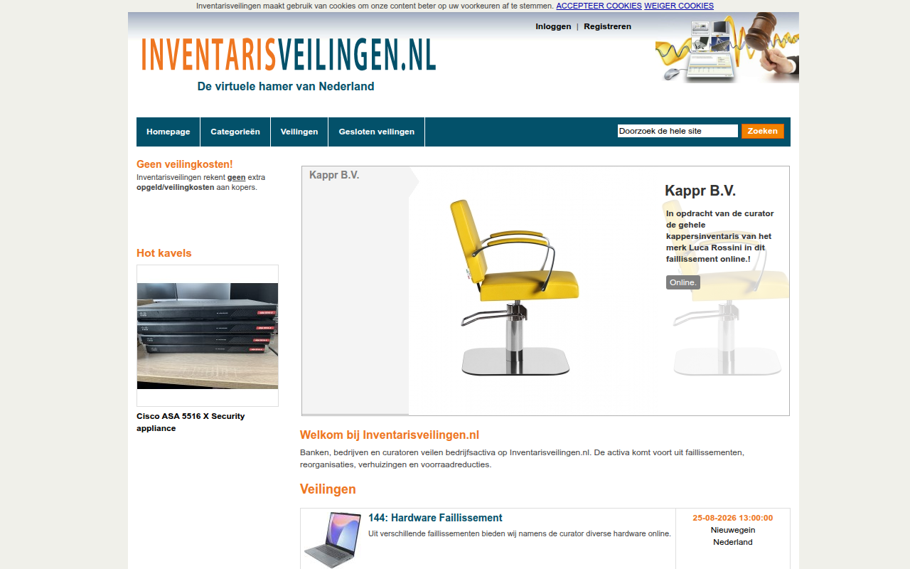 Screenshot van inventarisveilingen.nl