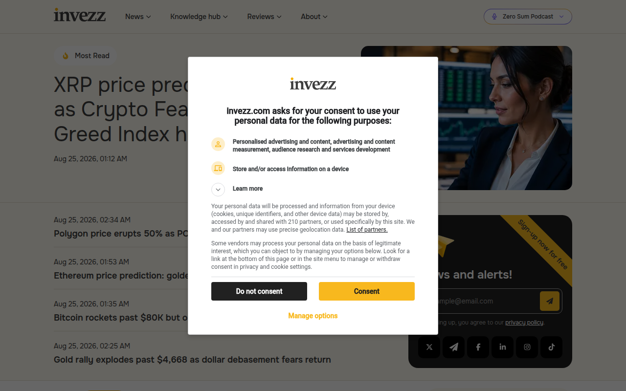 Screenshot van invezz.com