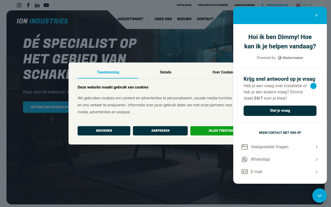 Screenshot van ionindustries.com