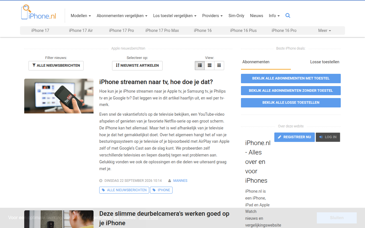 Screenshot van iphone.nl