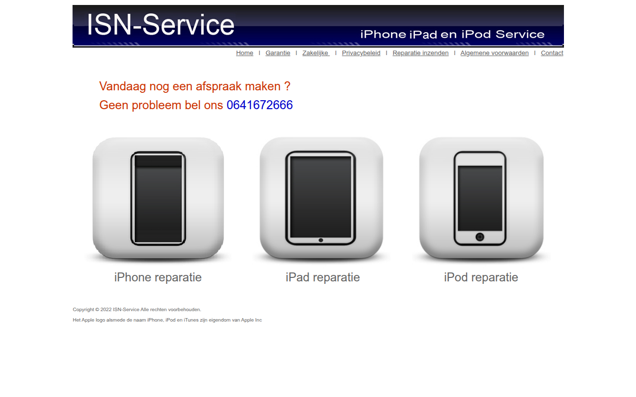 Screenshot van ipod-service.nl