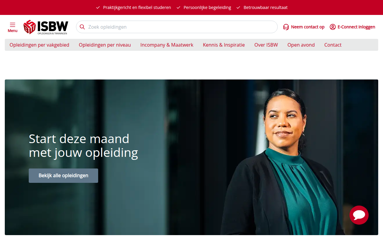 Screenshot van isbw.nl