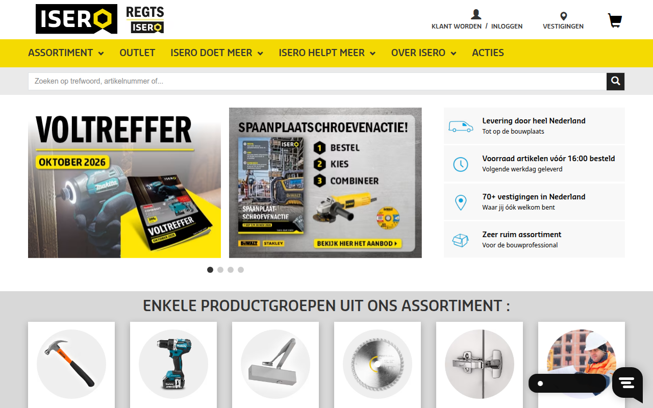 Screenshot van isero.nl