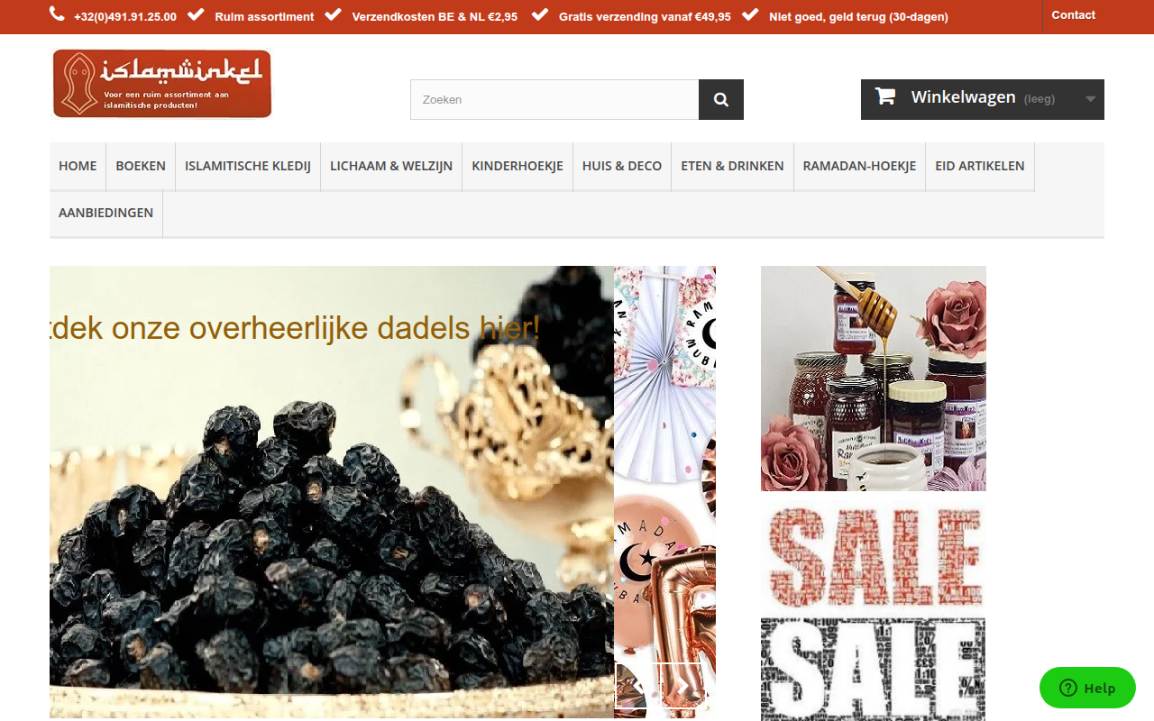 Screenshot van islamwinkel.be