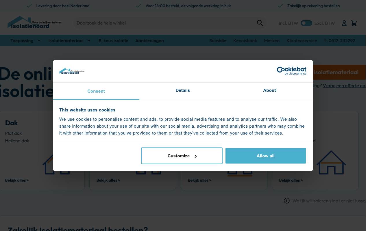 Screenshot van isolatienoord.nl