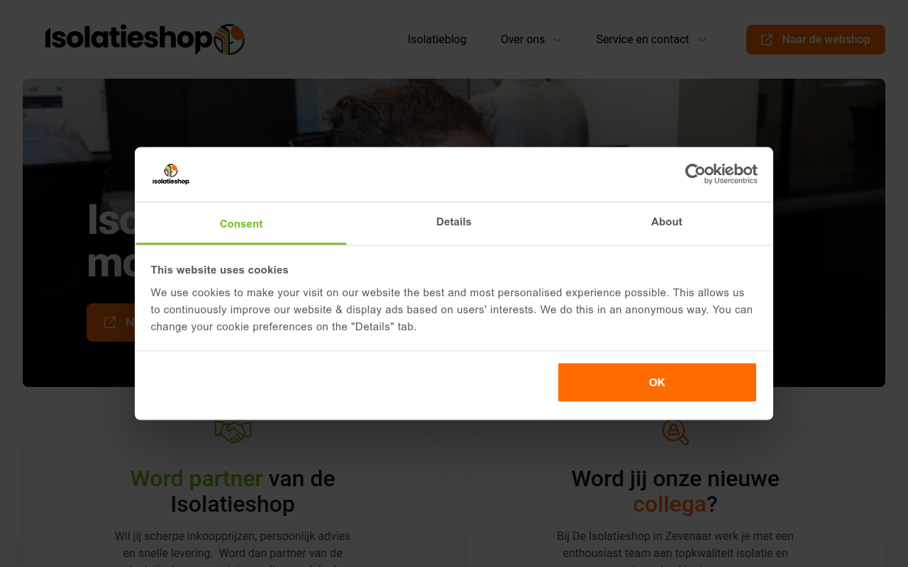 Screenshot van isolatieshop.nl