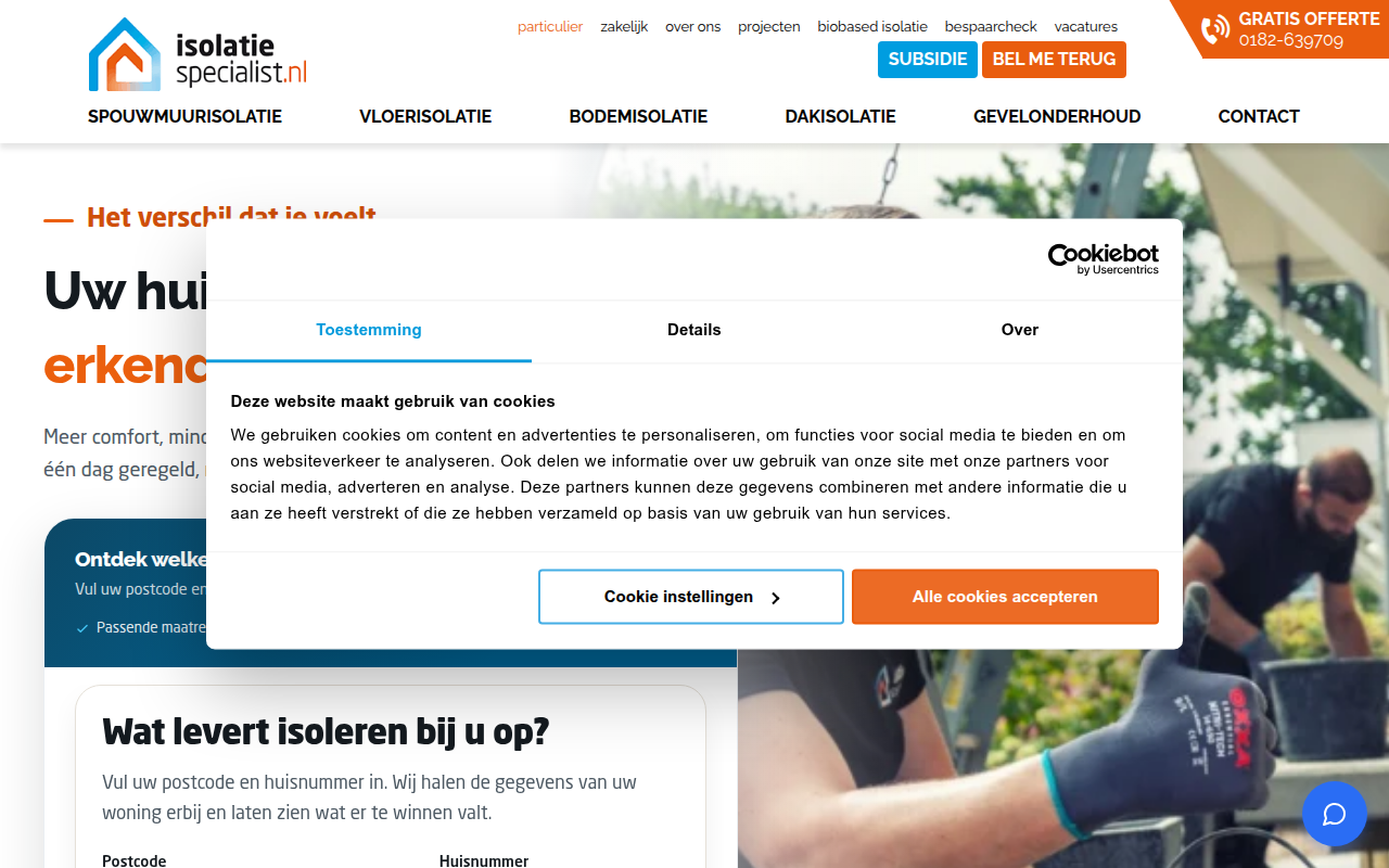 Screenshot van isolatiespecialist.nl