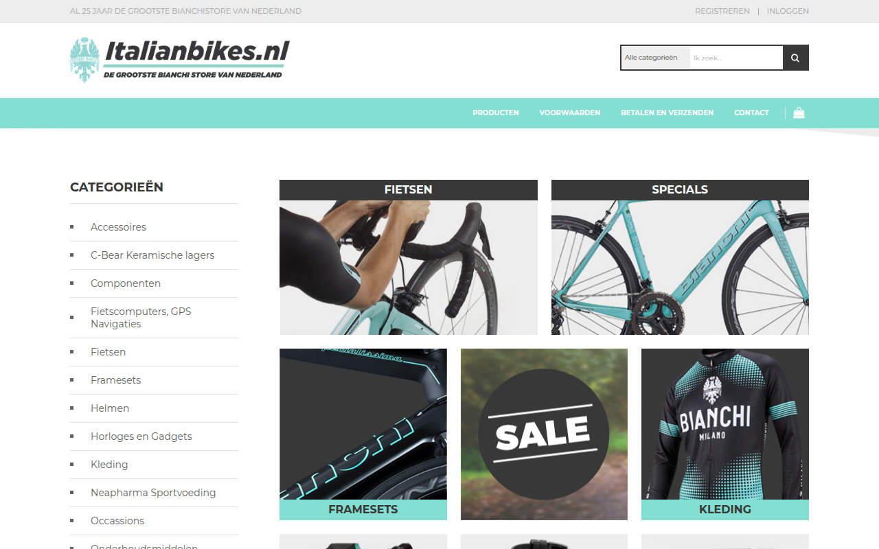Screenshot van italianbikes.nl