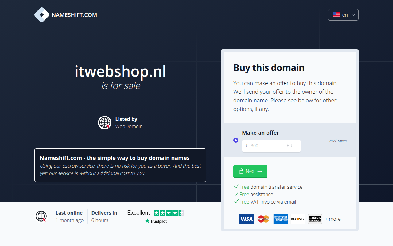 Screenshot van itwebshop.nl