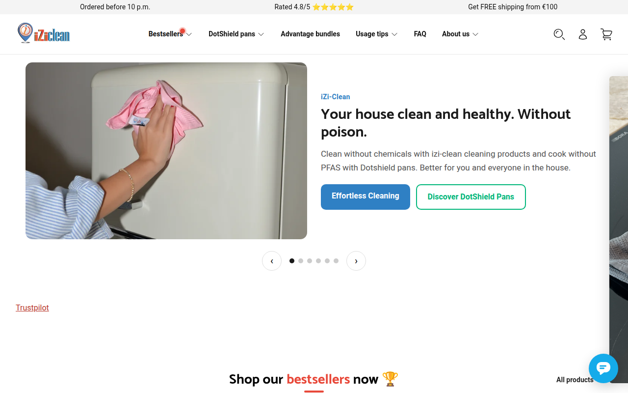 Screenshot van izi-clean.com