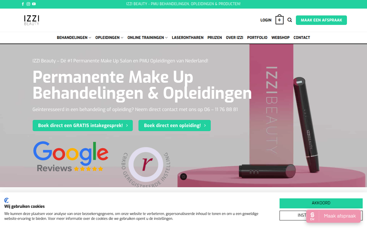 Screenshot van izzi-beauty.com