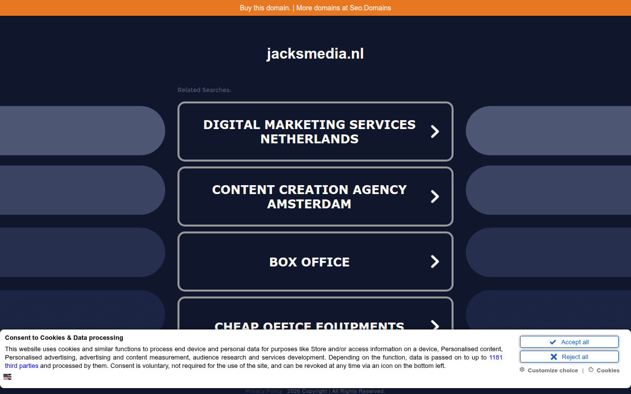 Screenshot van jacksmedia.nl