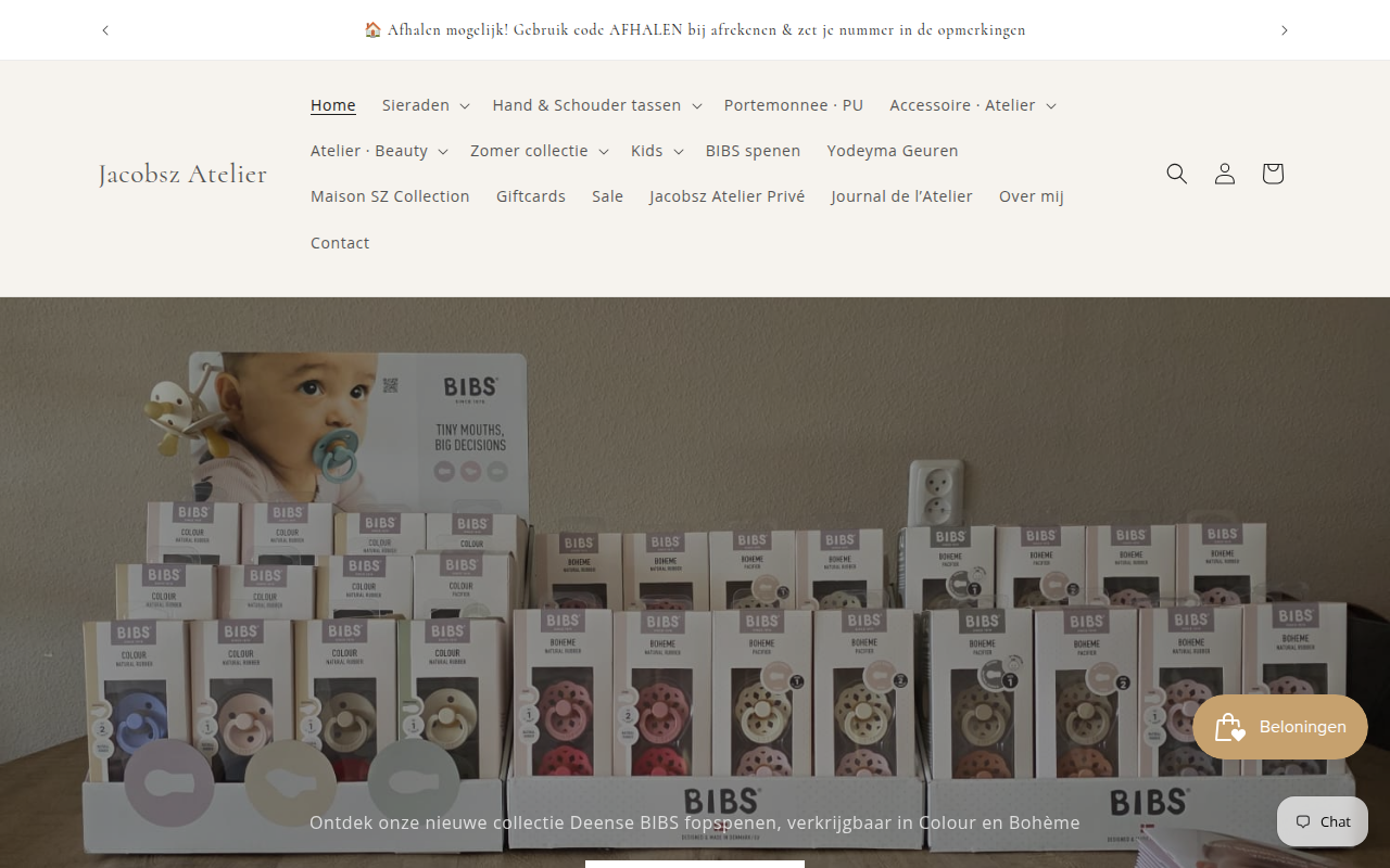 Screenshot van jacobszatelier.nl