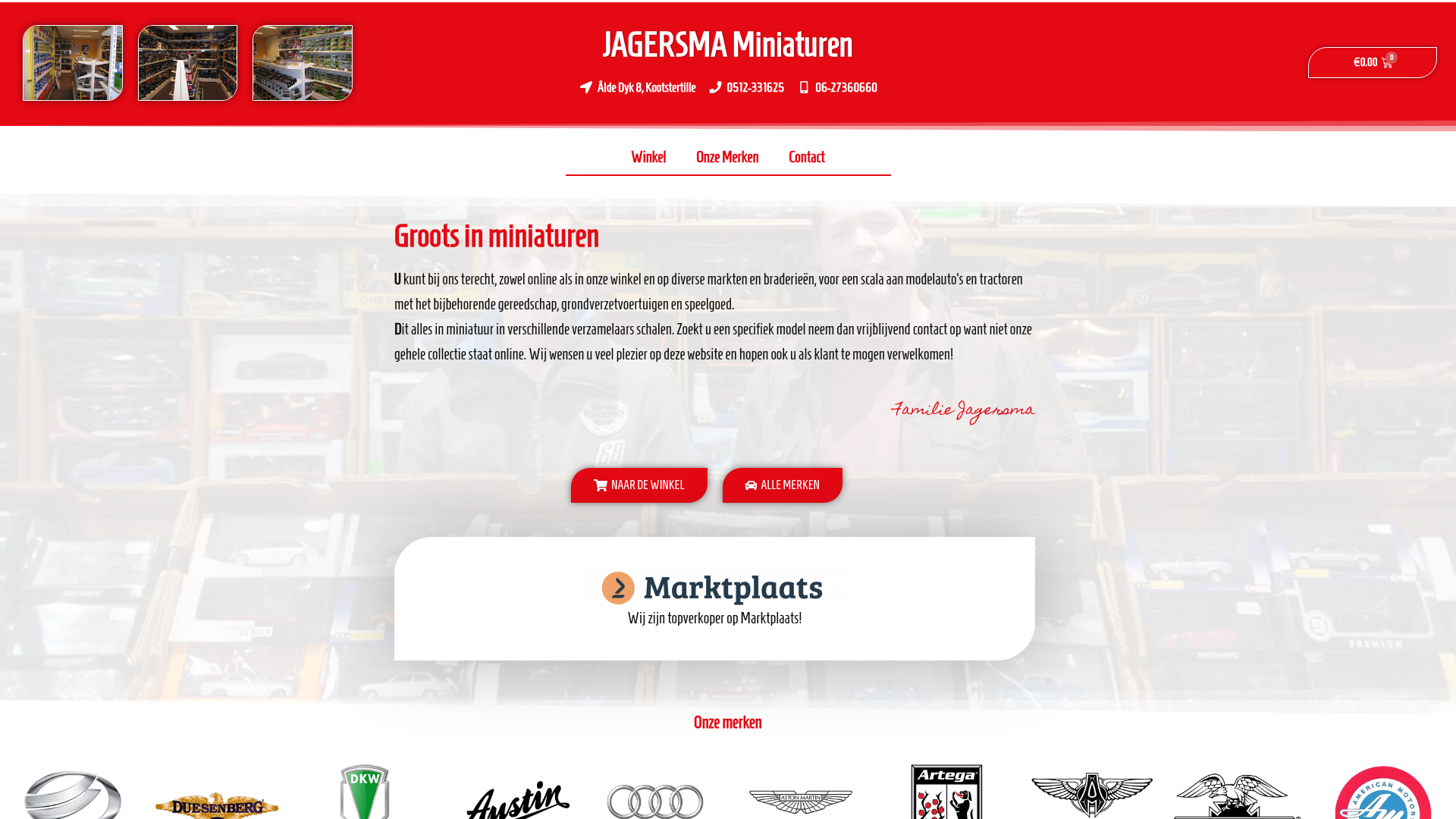 Screenshot van jagersmaminiaturen.nl