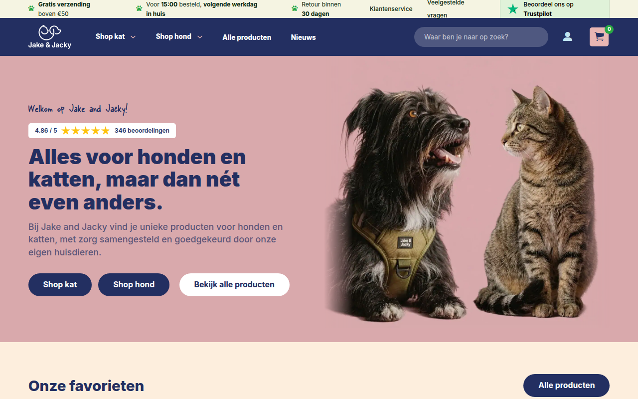 Screenshot van jakeandjacky.nl