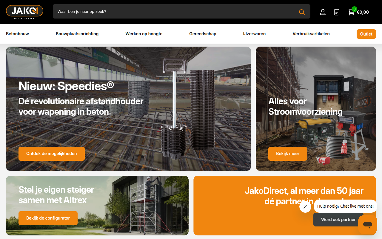 Screenshot van jakodirect.nl