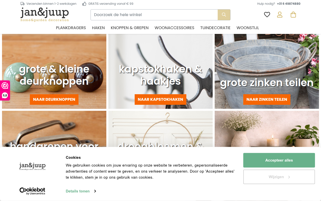 Screenshot van janenjuup.nl