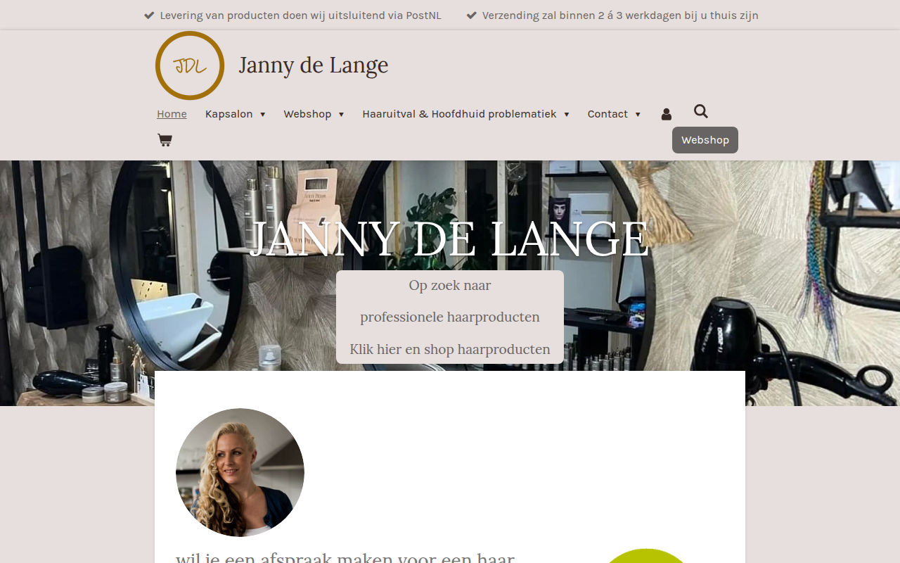 Screenshot van jannydelange.nl