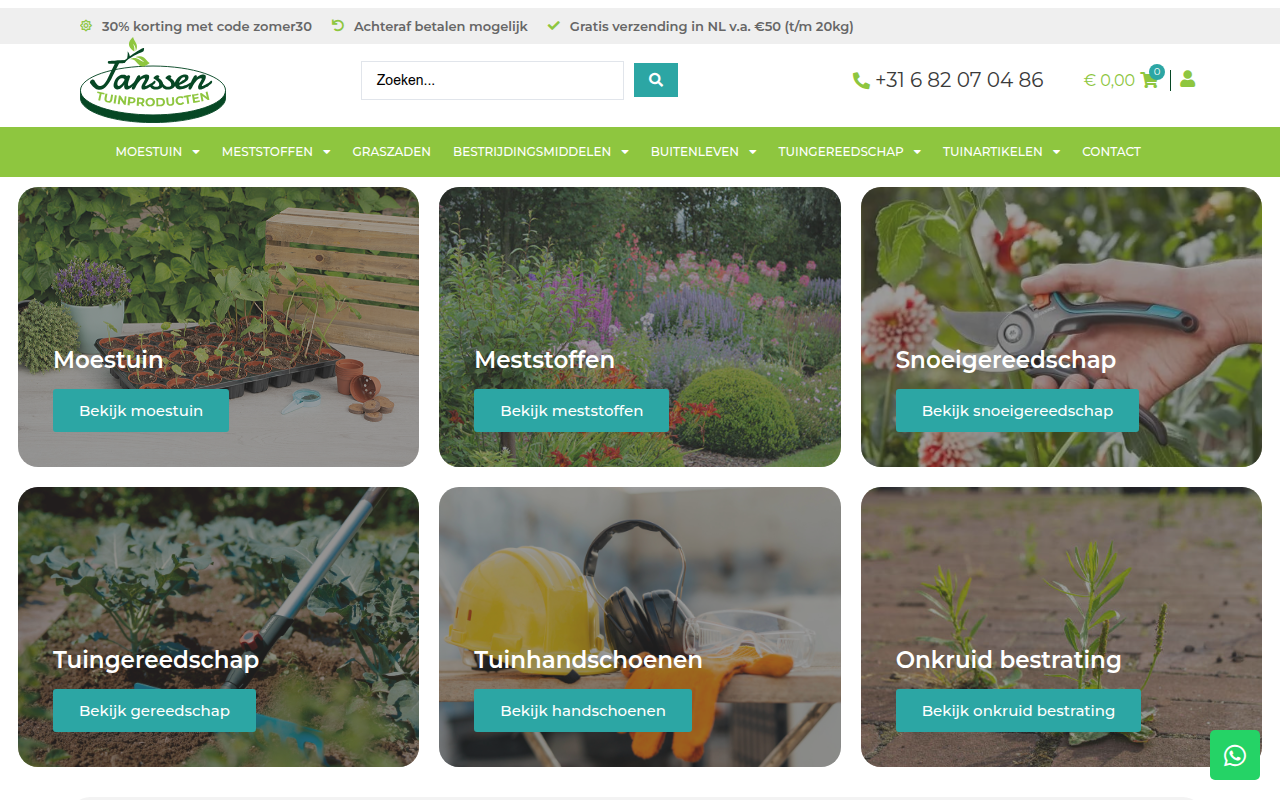Screenshot van janssentuinproducten.nl