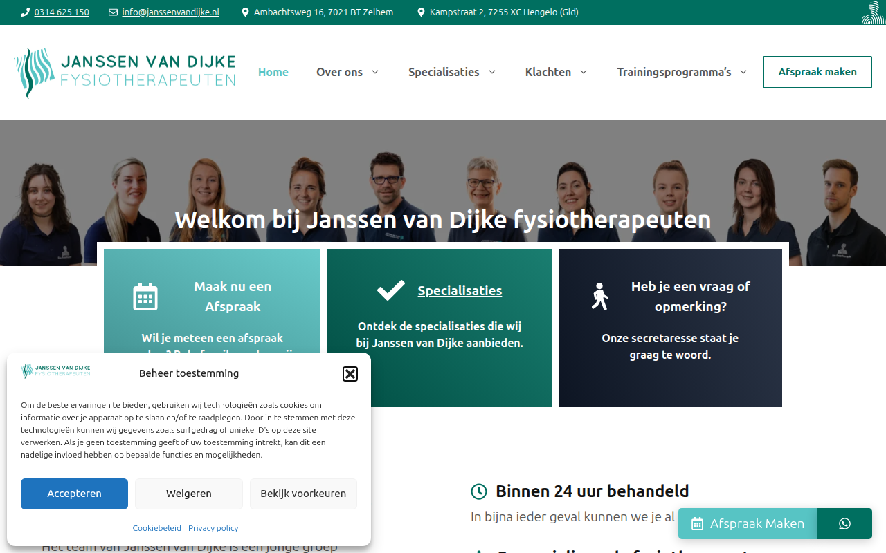 Screenshot van janssenvandijke.nl