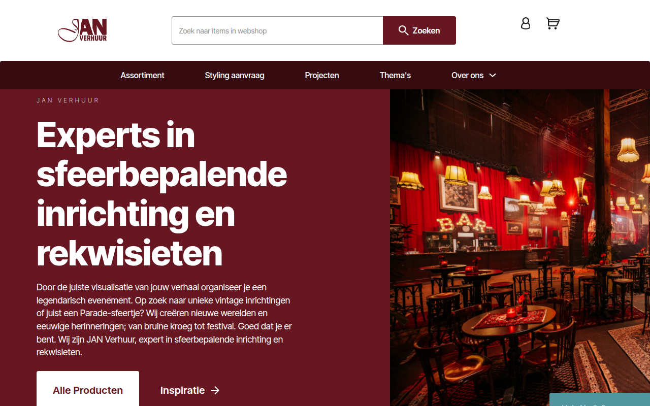 Screenshot van janverhuur.nl