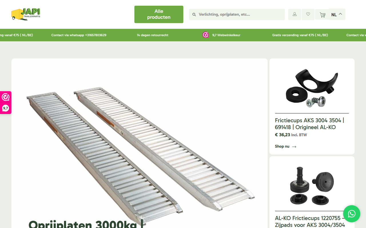 Screenshot van japitrailerparts.eu