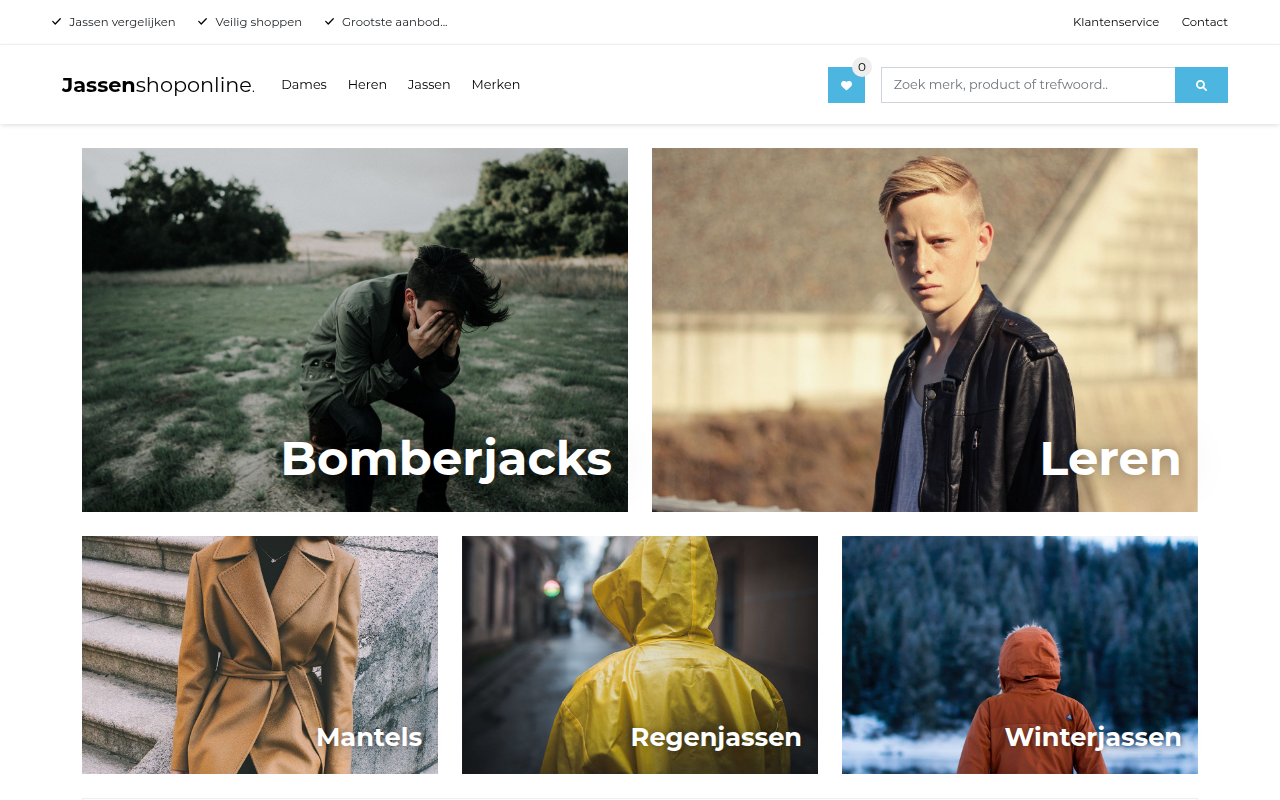 Screenshot van jassenshoponline.nl