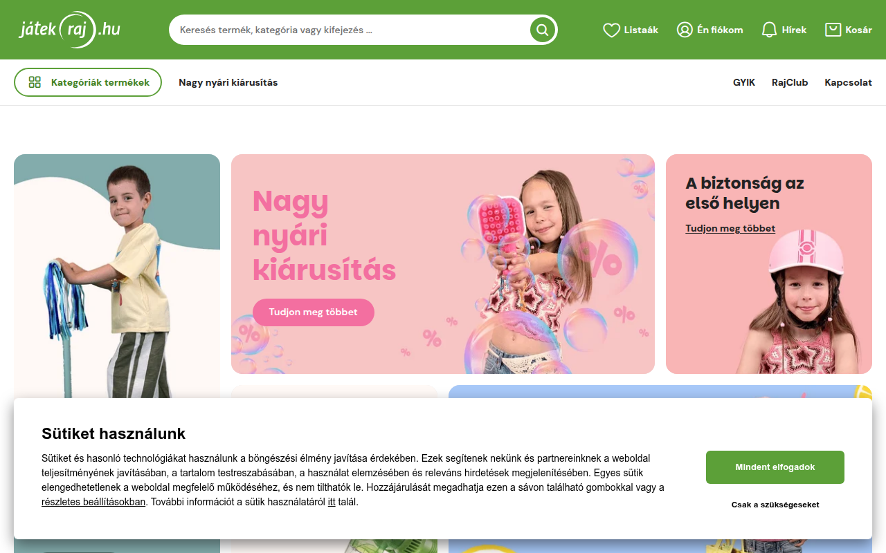 Screenshot van jatekraj.hu