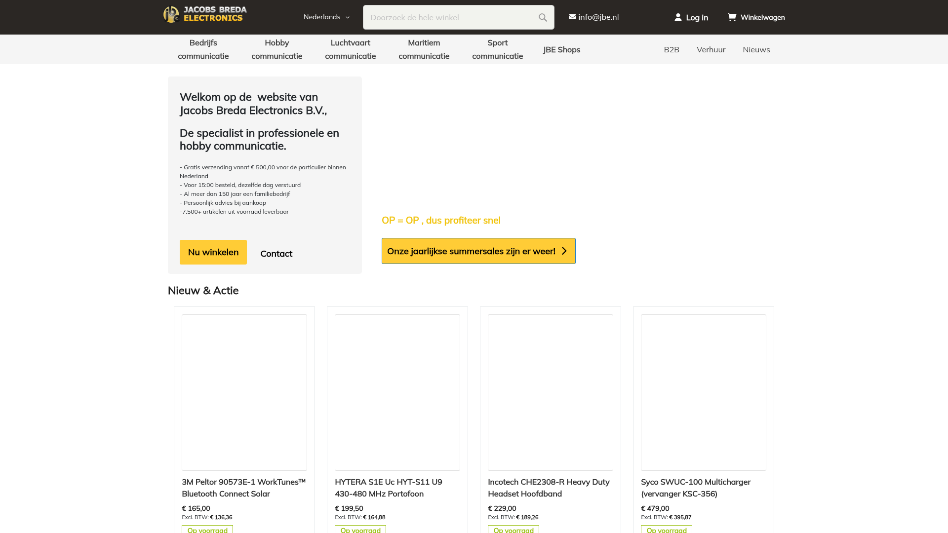 Screenshot van jbe.nl