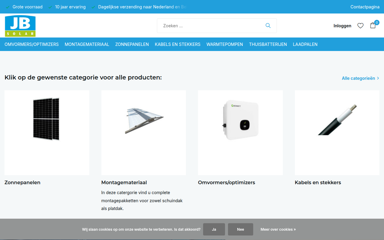Screenshot van jbsolar.nl