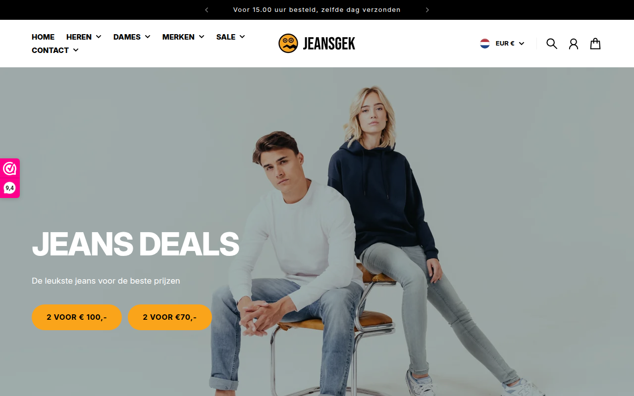 Screenshot van jeansgek.nl