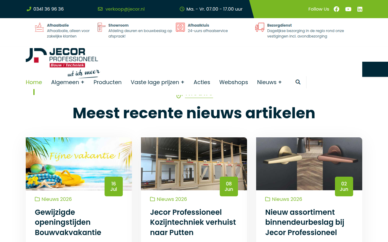 Screenshot van jecor.nl