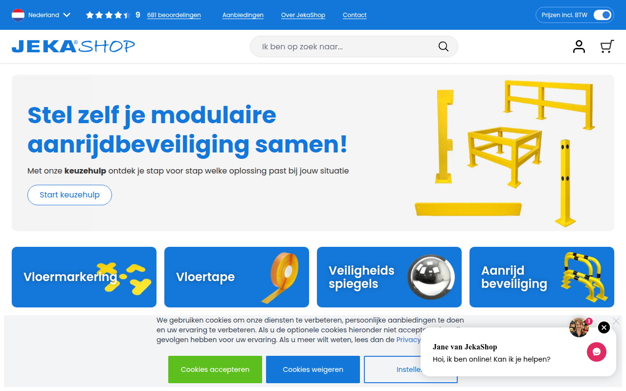 Screenshot van jekashop.nl