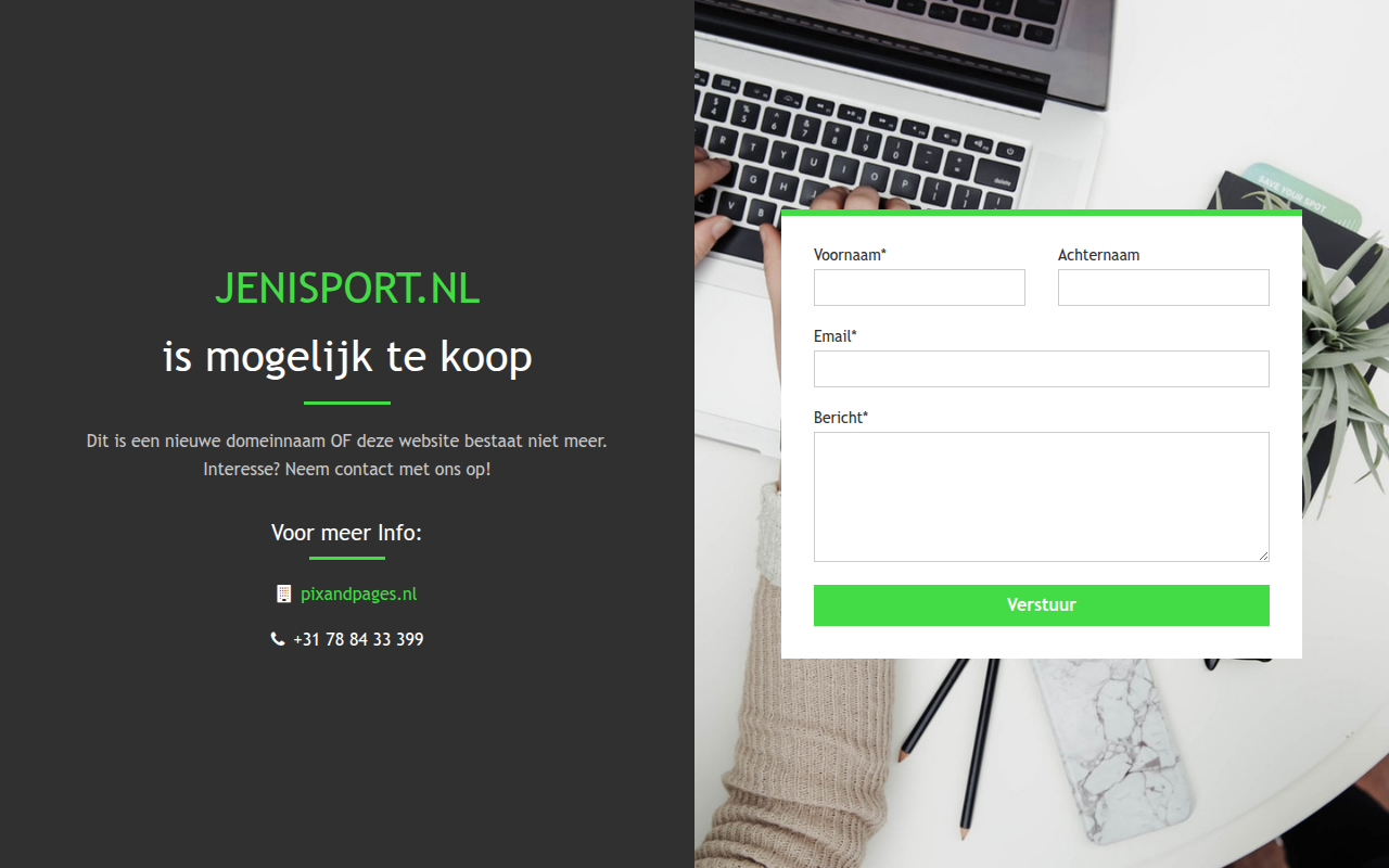 Screenshot van jenisport.nl