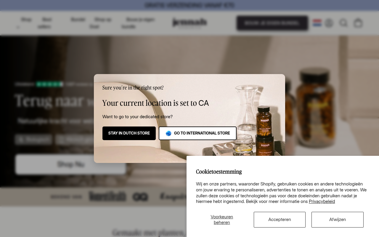 Screenshot van jennahorganics.nl