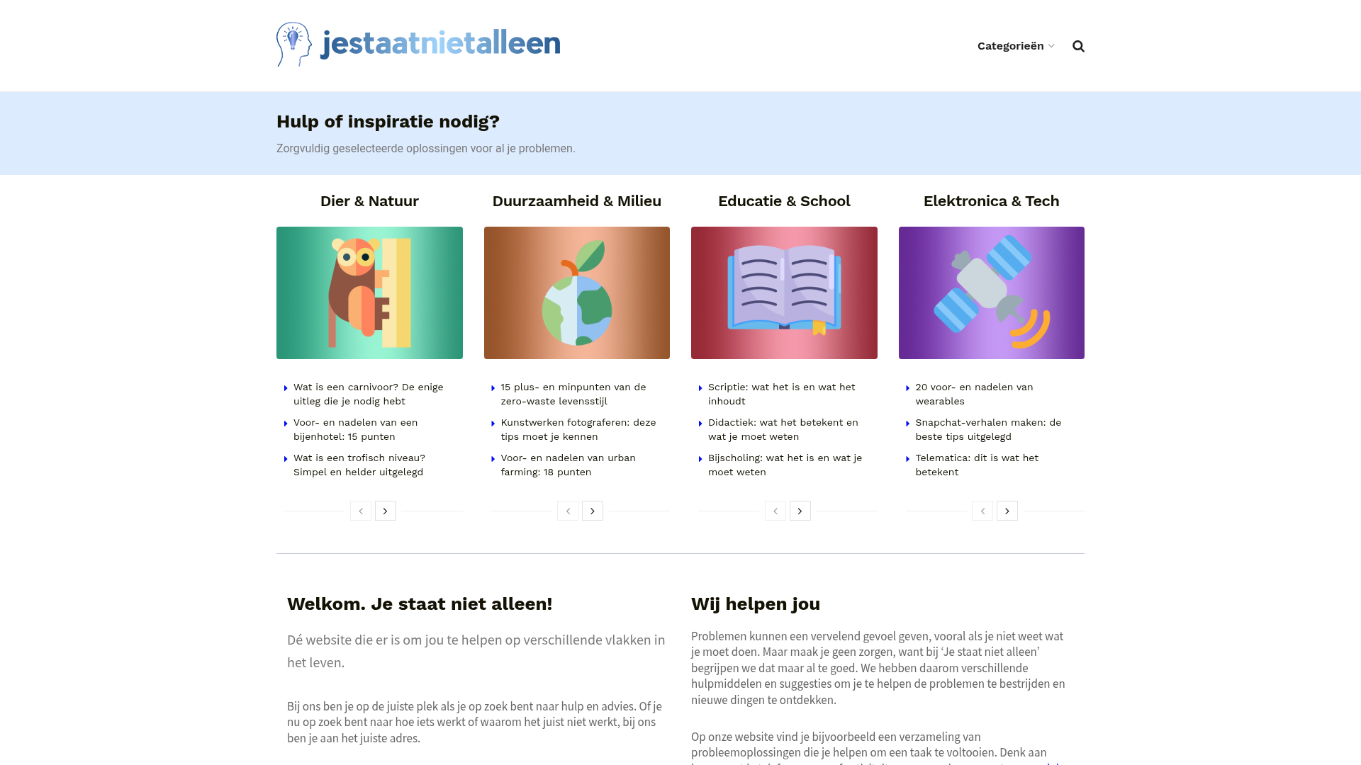 Screenshot van jestaatnietalleen.nl