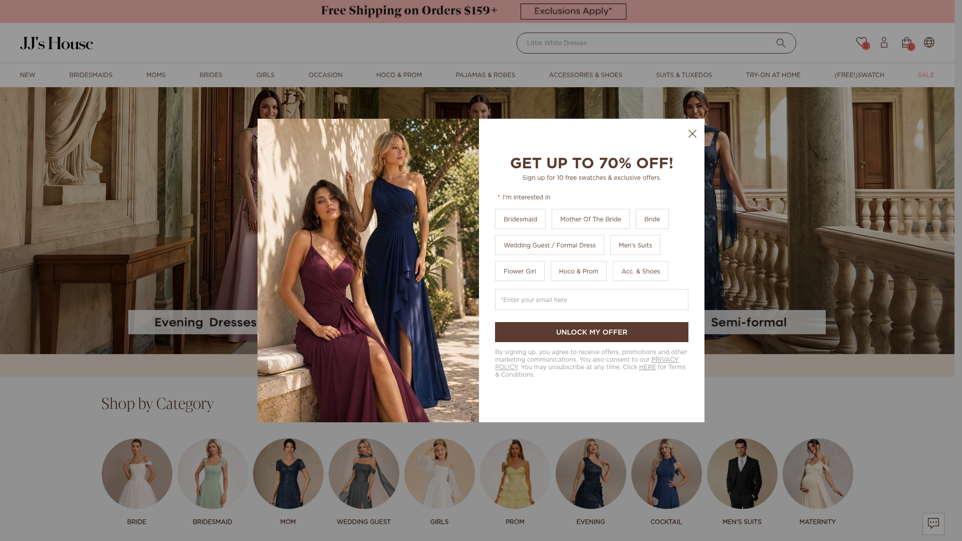 Screenshot van jjshouse.com
