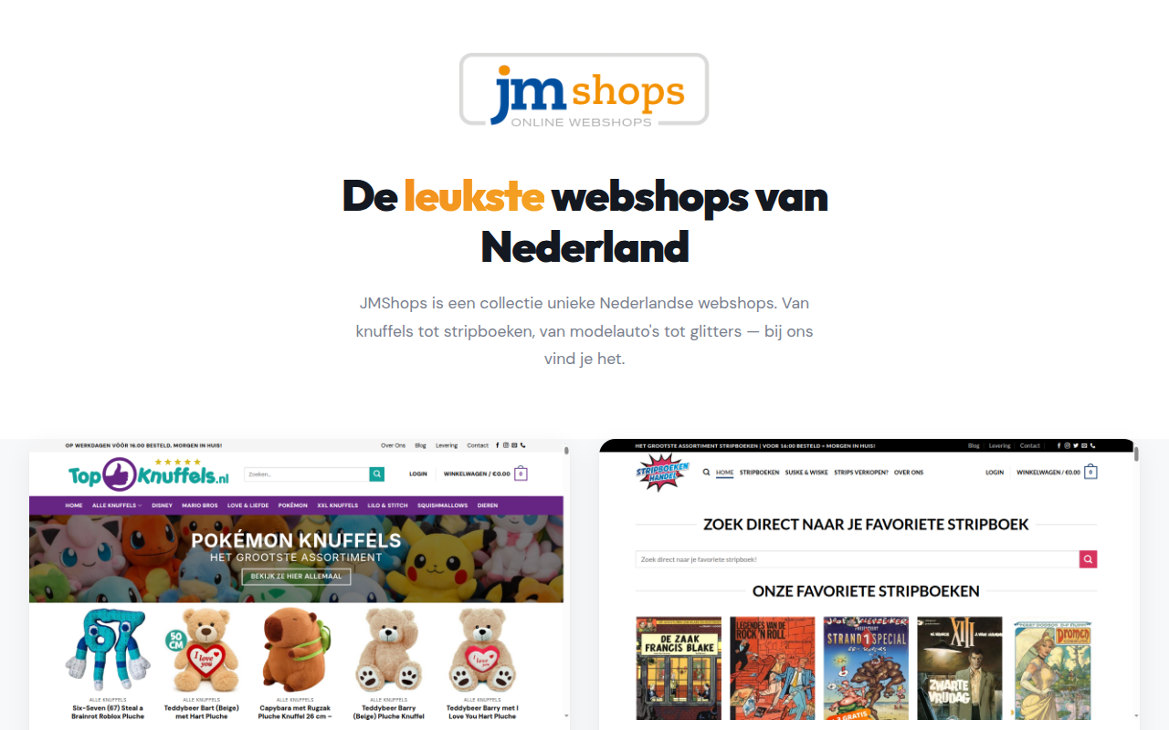Screenshot van jmshops.nl