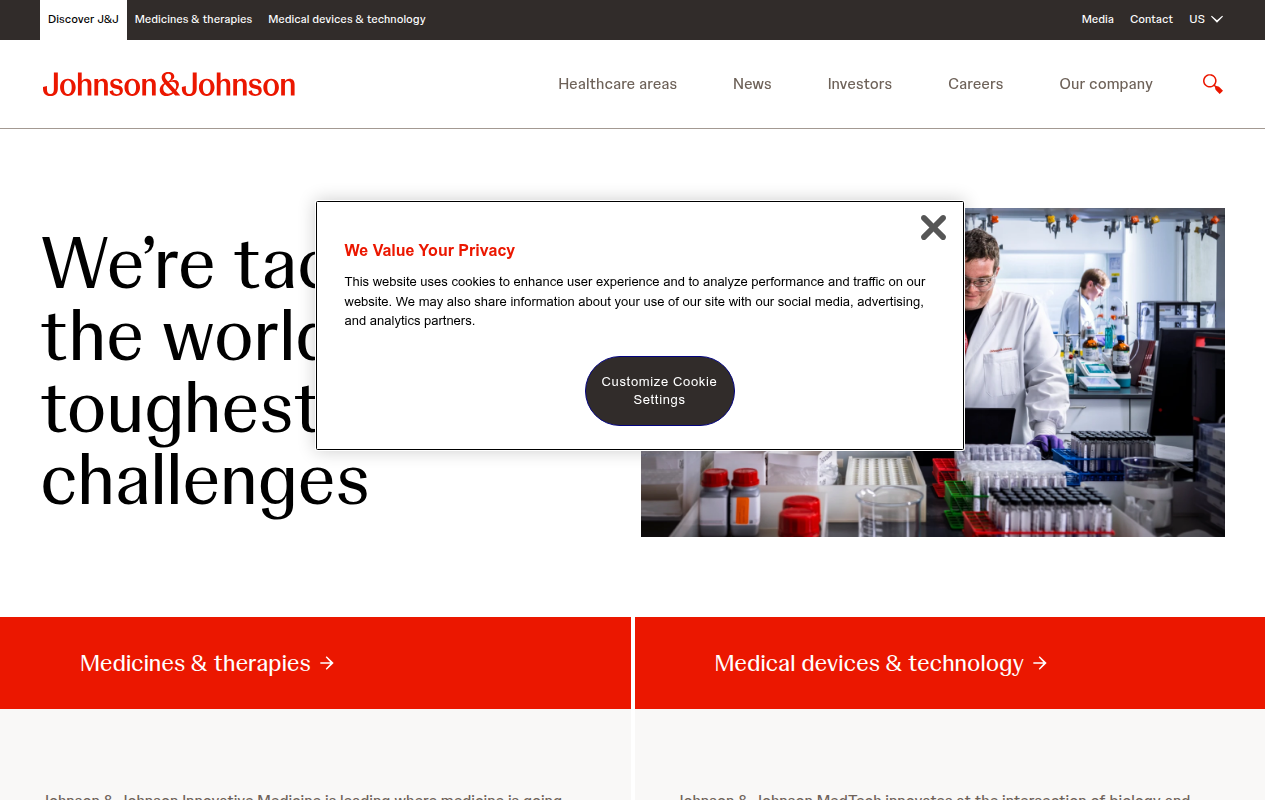 Screenshot van jnj.com