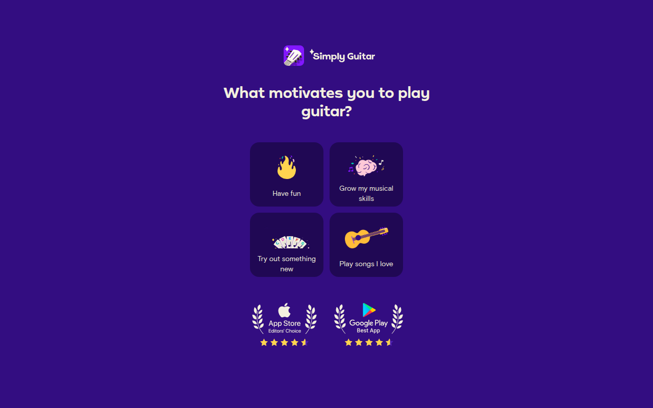 Screenshot van join-guitar.hellosimply.com