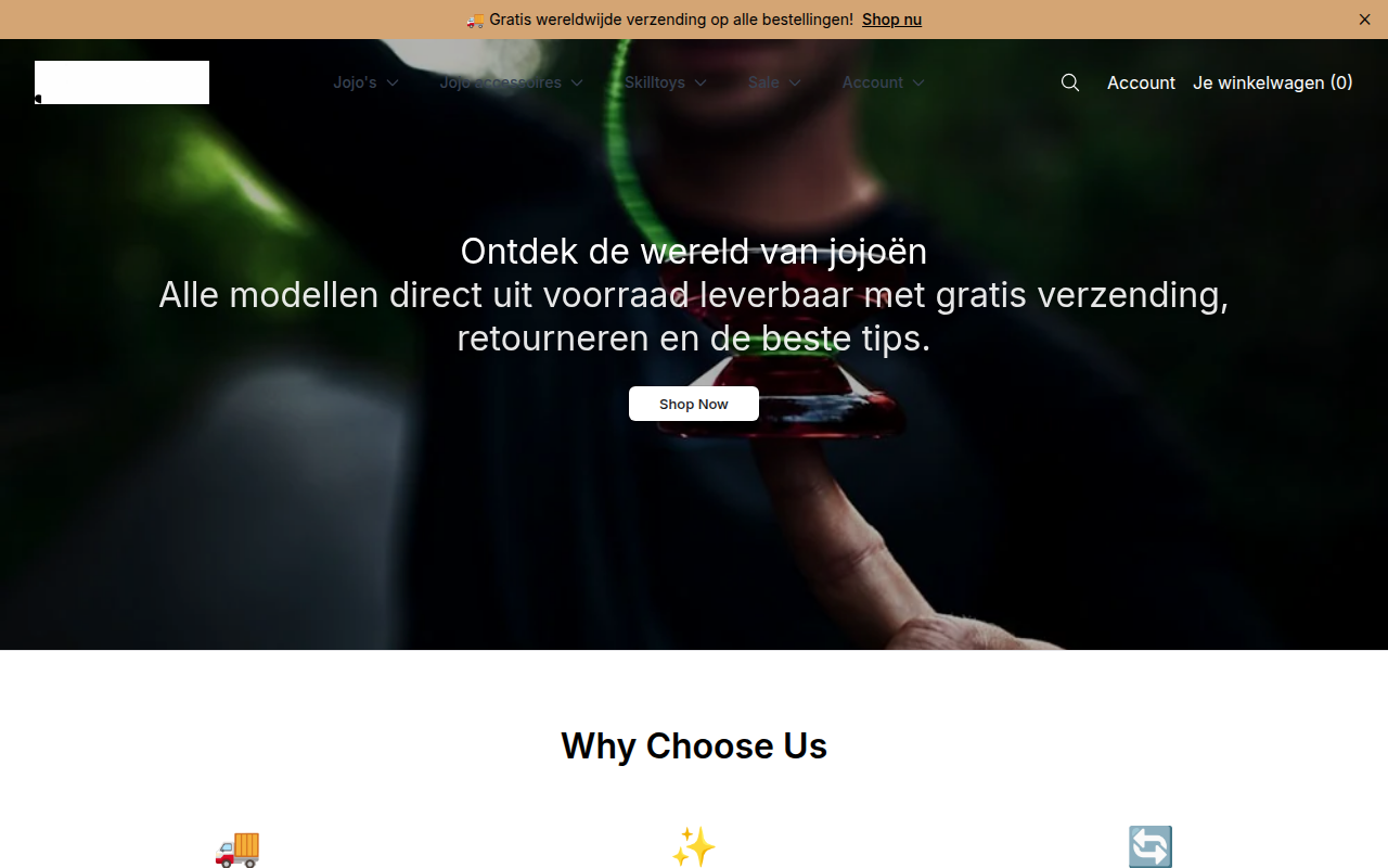 Screenshot van jojouniverse.shop