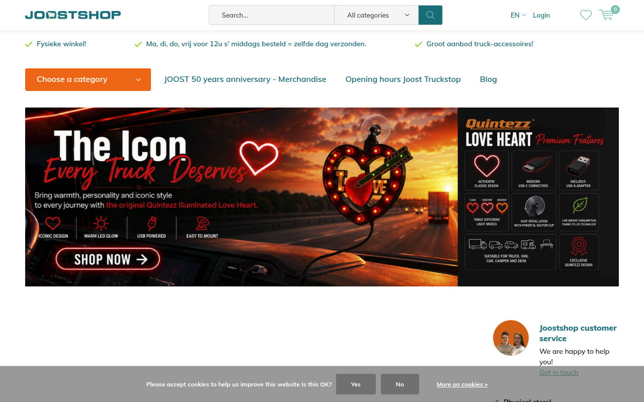 Screenshot van joostshop.com