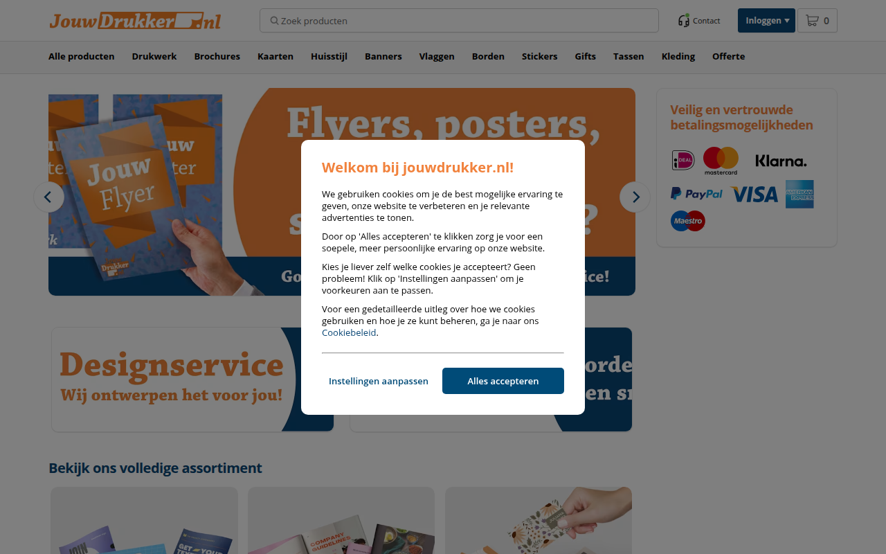 Screenshot van jouwdrukker.nl