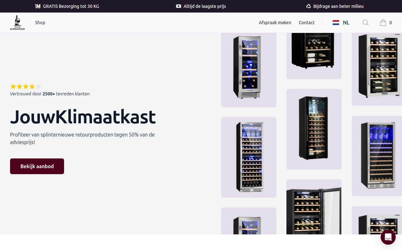 Screenshot van jouwklimaatkast.nl