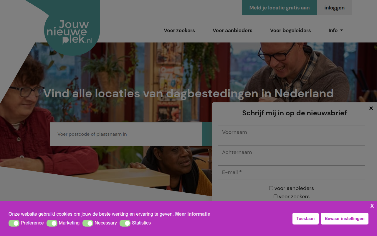Screenshot van jouwnieuweplek.nl