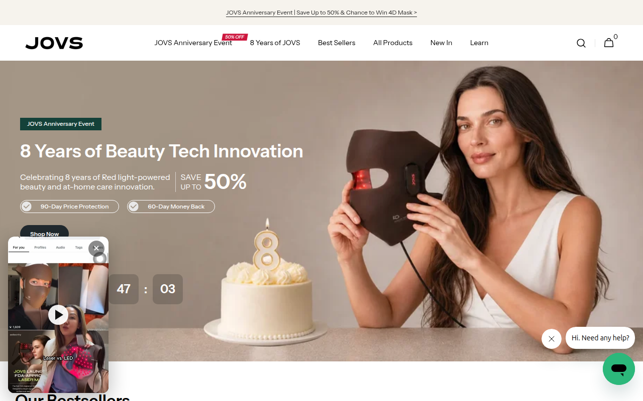 Screenshot van jovs.com