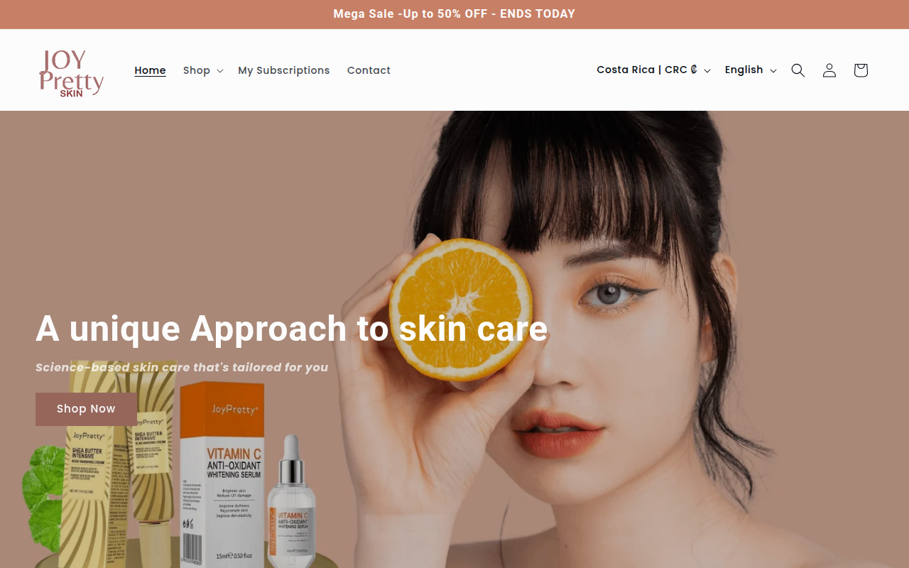 Screenshot van joyprettyskin.com