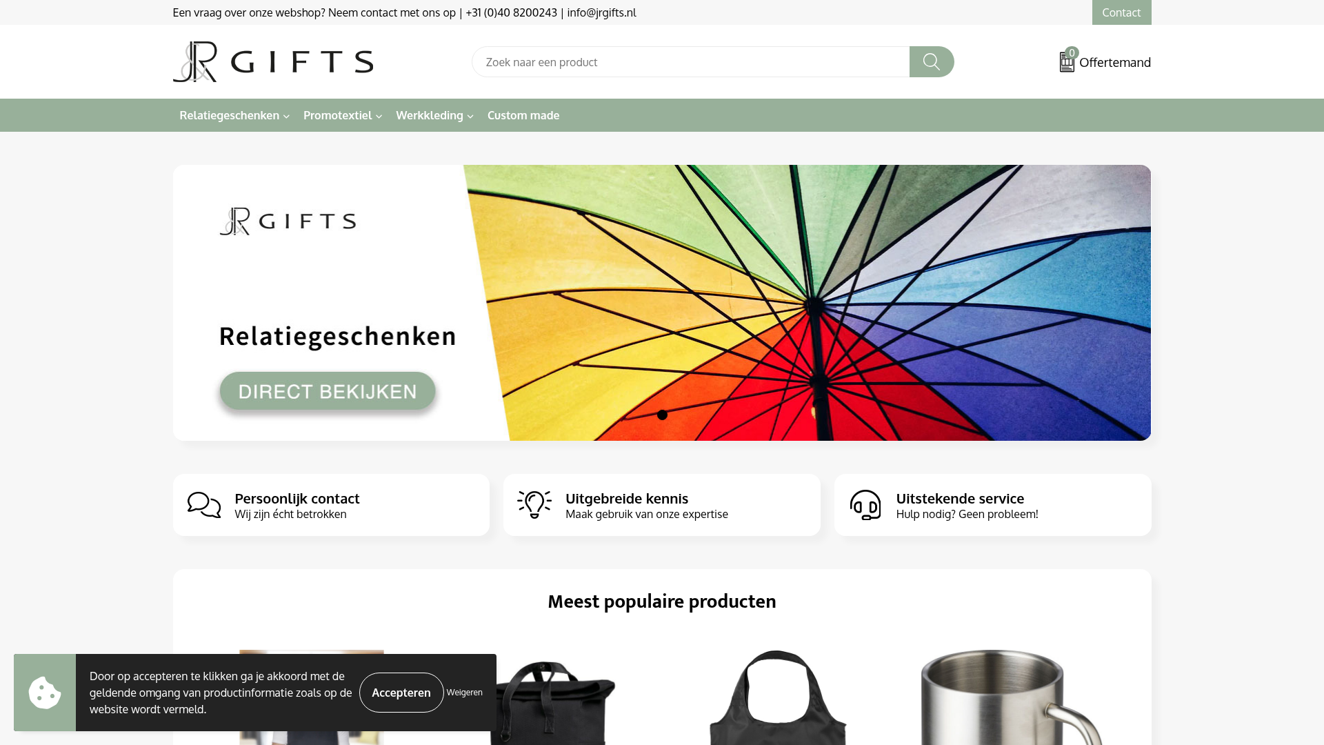 Screenshot van jrrelatiegeschenken.nl